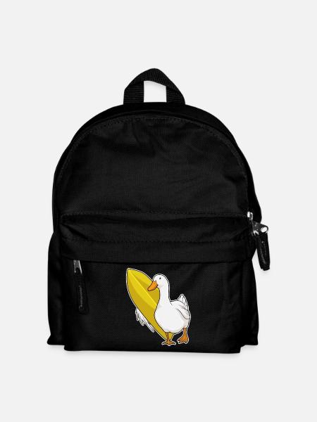 Ente Surfen Surfbrett Sommer - Kinder Rucksack - Schwarz