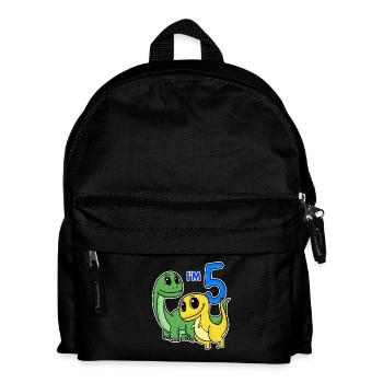 5 Jahre alt - 5. Geburtstag mit Tier Motiv - Dino - Kinder Rucksack - Schwarz - Vorne