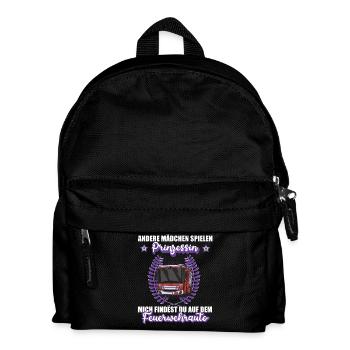 Feuerwehr Feuerwehrauto Feuerwehrfrau Beruf  - Kinder Rucksack - Schwarz - Vorne