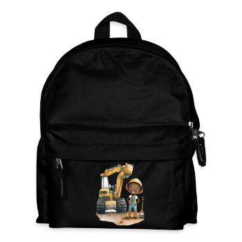 Petite ouvrière du bâtiment avec excavatrice - Sac à dos Enfant - noir - Devant