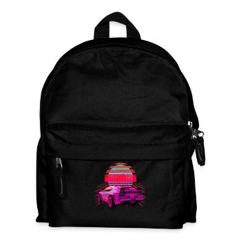 Sports Car Retro Wave Sunset Vaporwave - Kids' Backpack - black - Front