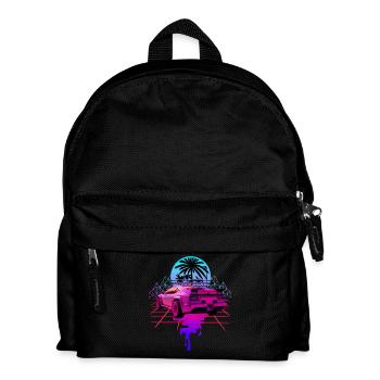 Retro Wave Sports Car Vaporwave - Kids' Backpack - black - Front