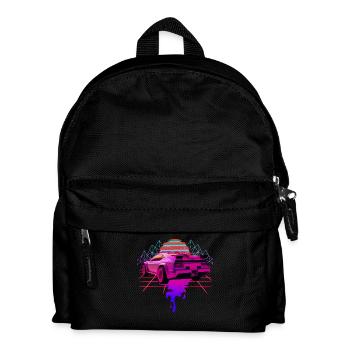 Retro Wave Racing Supercar - Kids' Backpack - black - Front