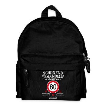 80. Geburtstag Schonend Behandeln 80 Tempolimit 80 - Kinder Rucksack - Schwarz - Vorne