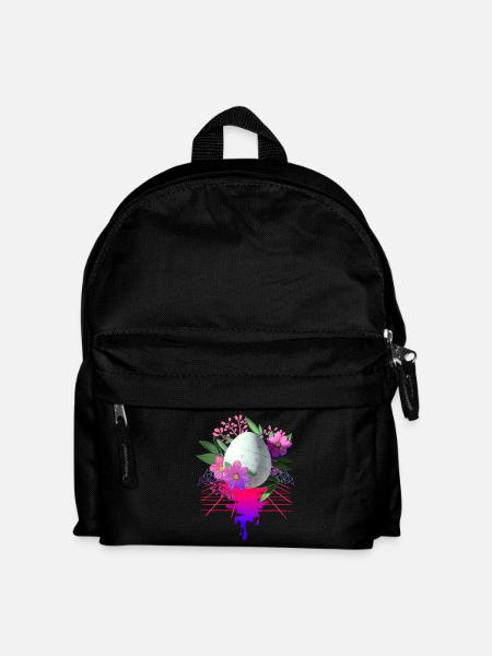 Osterei Blumen Kunst Retro Wave - Kinder Rucksack - Schwarz