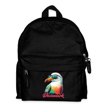 Denmark holiday cool colorful seagull with sunglasses - Kids' Backpack - black - Front