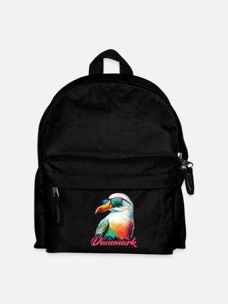 Dänemark Urlaub coole bunte Möwe mit Sonnenbrille - Kinder Rucksack - Schwarz