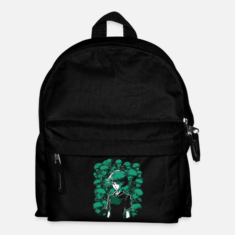 Totenkopf, Knochen und Cartoon-Mädchen - Kinder Rucksack - Schwarz
