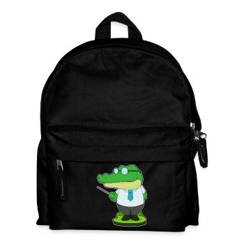 Krokodil Lehrer Zeigestab Schule - Kinder Rucksack - Schwarz - Vorne