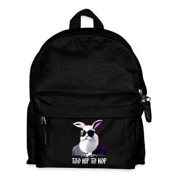 cooler Hipster Hase too Hip to Hop - Kinder Rucksack - Schwarz - Vorne
