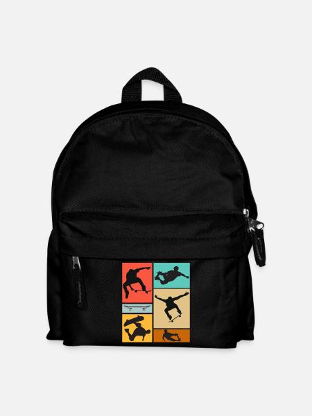 Skateboarding Cool Skateboarder Collage Colorful - Kids' Backpack - black