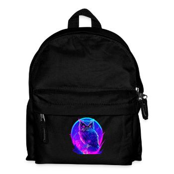 Leuchtende Eule Vogel Neon Kunstwerk - Kinder Rucksack - Schwarz - Vorne