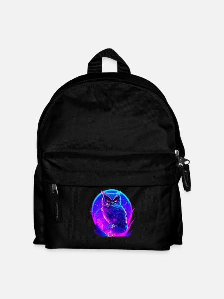 Leuchtende Eule Vogel Neon Kunstwerk - Kinder Rucksack - Schwarz