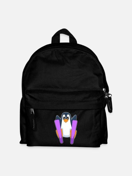Pinguin Skifahrer Ski - Kinder Rucksack - Schwarz