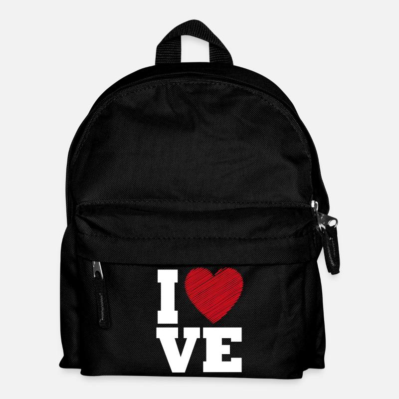 Love Heart Typography for Valentines Day - Kids' Backpack - black