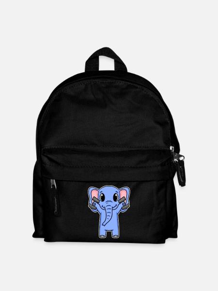 Elefant Hantel Training Krafttraining Fitness - Kinder Rucksack - Schwarz