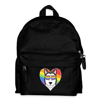 Arc-en-ciel - Chien Husky sibérien avec lunettes et He - Sac à dos Enfant - noir - Devant
