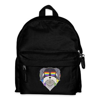Rainbow - Dog Schnauzer with glasses and heart - Kids' Backpack - black - Front