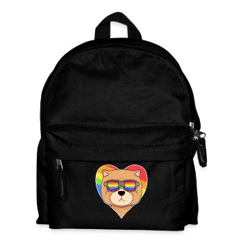 Rainbow - Dog Chow Chow with glasses and heart - Kids' Backpack - black - Front