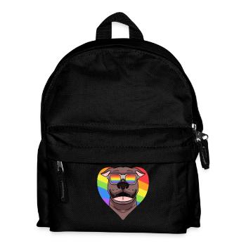 Rainbow - Dog Pit Bull with glasses - Kids' Backpack - black - Front