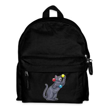 Cat juggler juggling - Kids' Backpack - black - Front