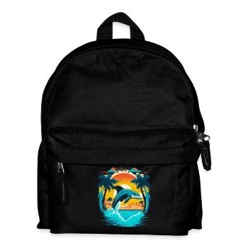 Springender Delphin im Sonnenuntergang - Kinder Rucksack - Schwarz - Vorne