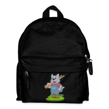 Katze Holzfäller Holz Wald - Kinder Rucksack - Schwarz - Vorne