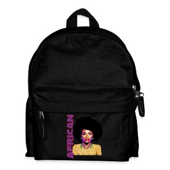 Black Woman 12 with African lettering - Kids' Backpack - black - Front