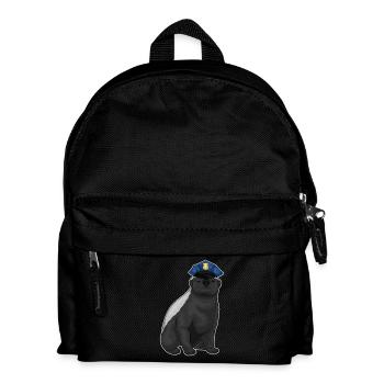Dachs Polizist Polizeimütze Polizei - Kinder Rucksack - Schwarz - Vorne