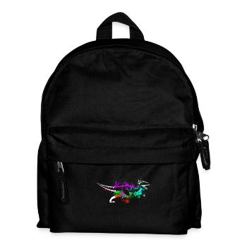 Splash art Dinosaur velociraptor - Kids' Backpack - black - Front