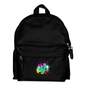 Splash art Dinosaur velociraptor head - Kids' Backpack - black - Front