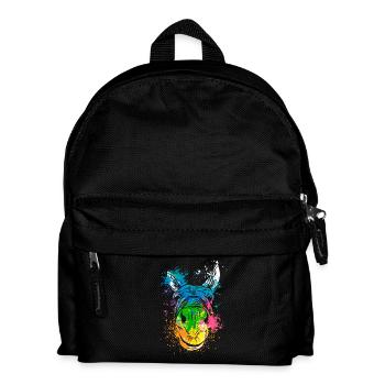 Colerfull Splash Art Farm animals donkey head - Kids' Backpack - black - Front