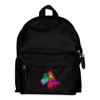Colorful Splash Art Farm animaux Tête de cheval - Sac à dos Enfant - noir - Devant