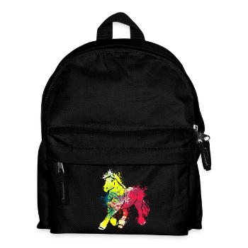 Poney coloré Splash Art Farm animaux - Sac à dos Enfant - noir - Devant