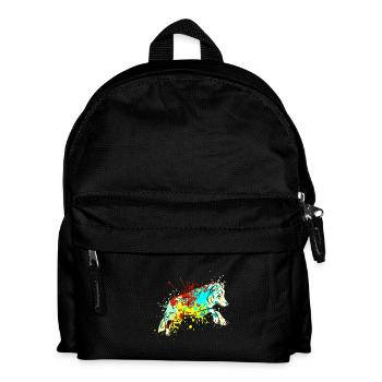 Splash Art Wolf - Kinder Rucksack - Schwarz - Vorne