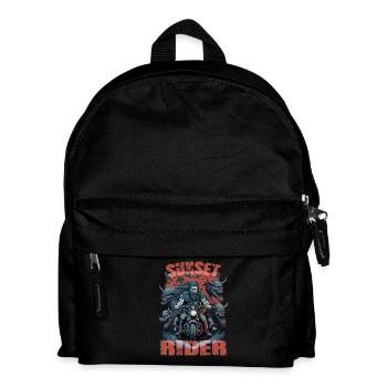 Sunset rider motorcyclist - Kids' Backpack - black - Front