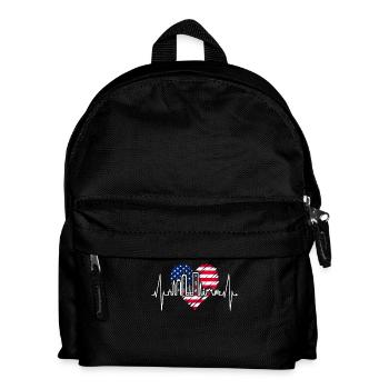 Boston Skyline Herzschlag USA Flagge Herz Liebe - Kinder Rucksack - Schwarz - Vorne