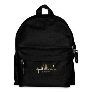 Boston Skyline Herzschlag USA Fan Herz Puls Liebe - Kinder Rucksack - Schwarz - Vorne