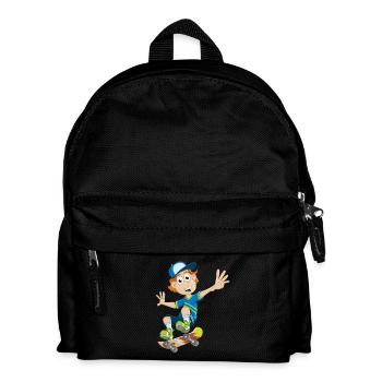 Drawing of a boy on a skateboard - Kids' Backpack - black - Front