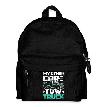 My other car is a tow truck - Kids' Backpack - black - Front