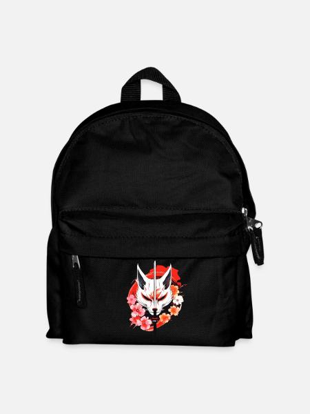 Kitsune Fuchs Maske Kumiho Samurai Japan Anime - Kinder Rucksack - Schwarz