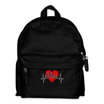 Chicago Skyline Heartbeat USA Heart I Love Chicago - Kids' Backpack - black - Front