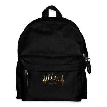 Chicago Skyline Heartbeat USA Heart I Love Chicago - Kids' Backpack - black - Front