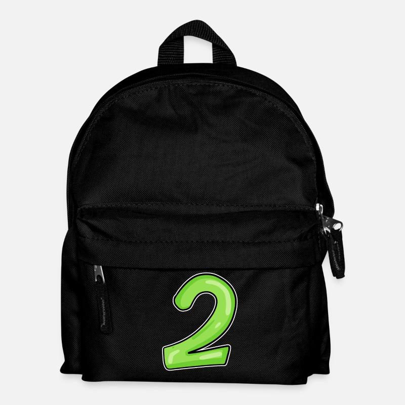 2 - Zahl - Nummer Zwei - 2 grün - Kinder Rucksack - Schwarz
