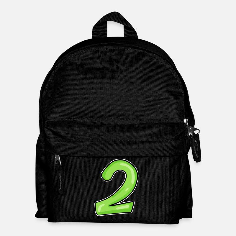 2 - Zahl - Nummer Zwei - 2 grün - Kinder Rucksack - Schwarz
