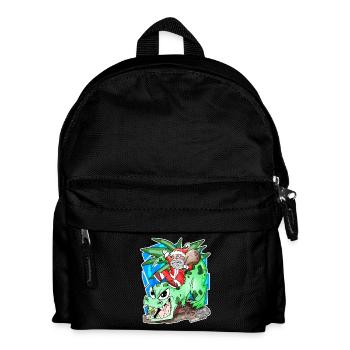 Weihnachtsmann auf Dino - Kinder Rucksack - Schwarz - Vorne