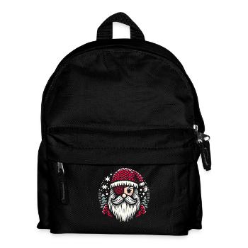 Santa Claus Knitting Pattern with Eye Patch - Kids' Backpack - black - Front