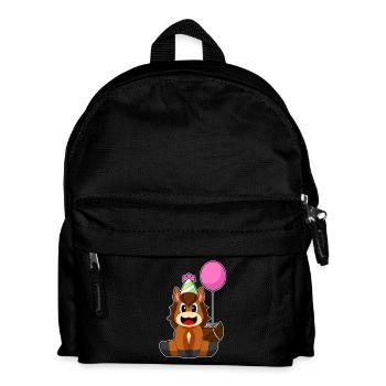 Horse Birthday Balloon - Kids' Backpack - black - Front