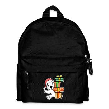 Eisbär mit Weihnachtsmütze und Weihnachtsgeschenk - Kinder Rucksack - Schwarz - Vorne