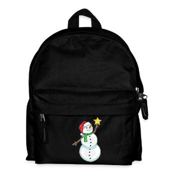 Snowman Christmas Poinsettia - Kids' Backpack - black - Front